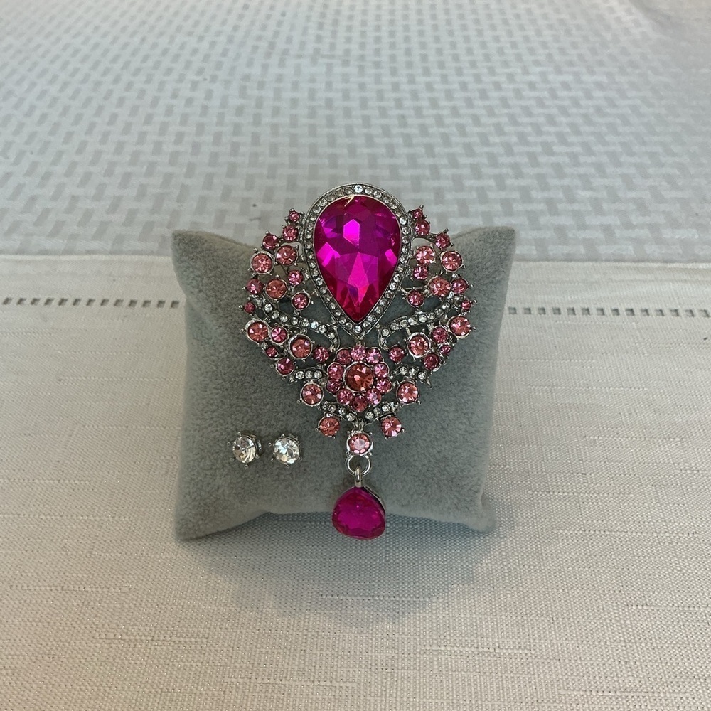 Magenta Rhinestone Brooch